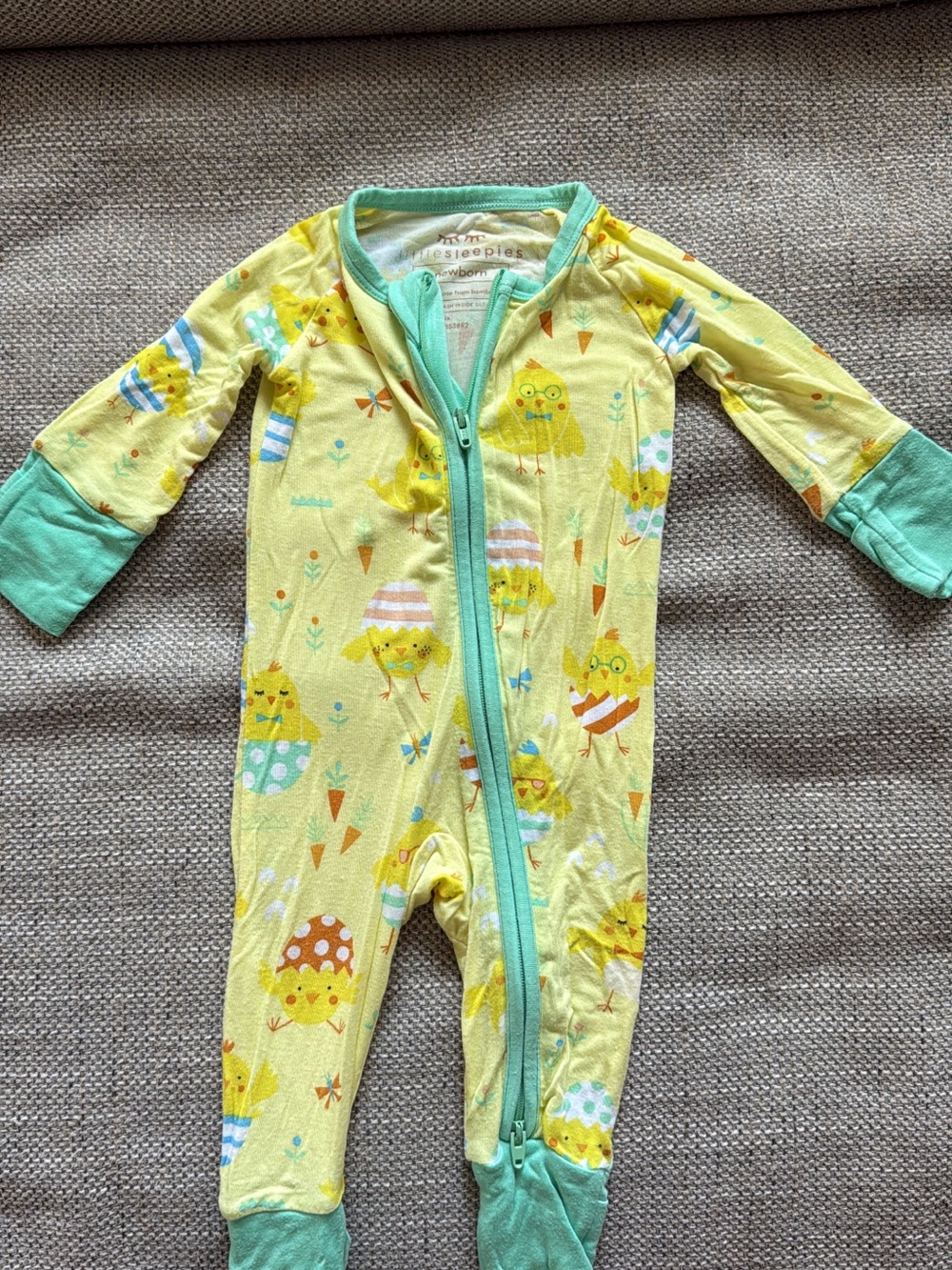 Little Sleepies newborn Yellow Chick Print Zipper One-Piece